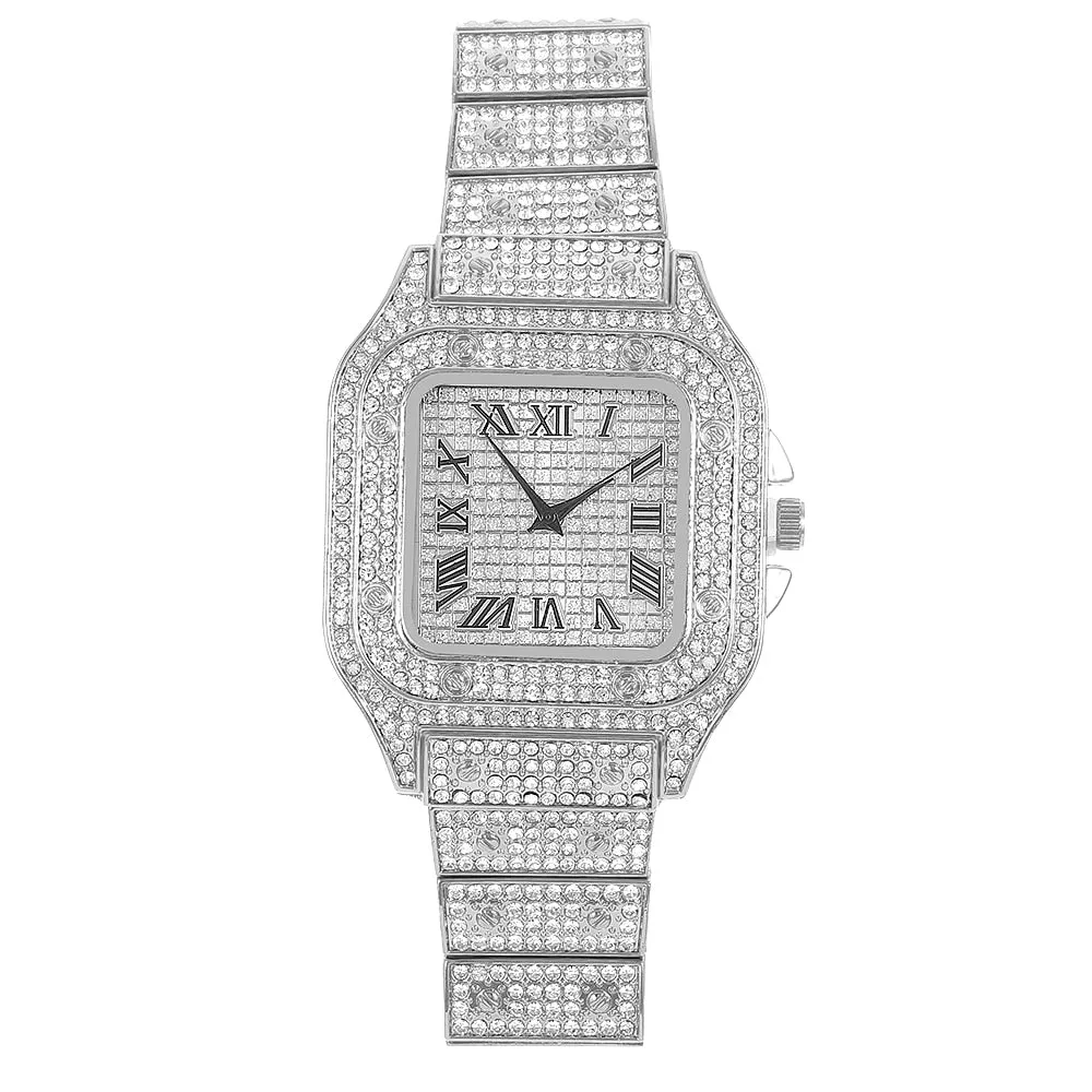 Hip Hop Luxury Mens Iced Out Watches Date Quartz Wrist Watches