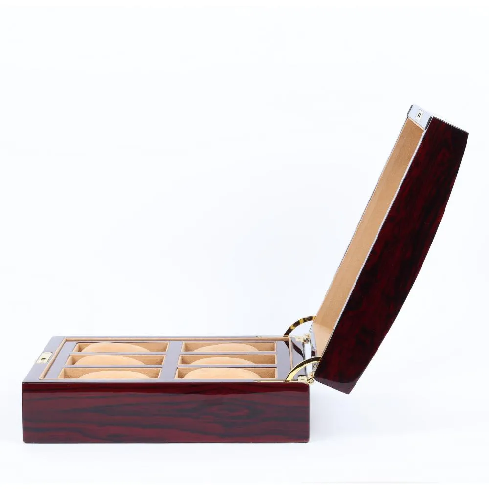 HQ Luxury Wooden Watch Box 6 Watch Slots Walnut Brown