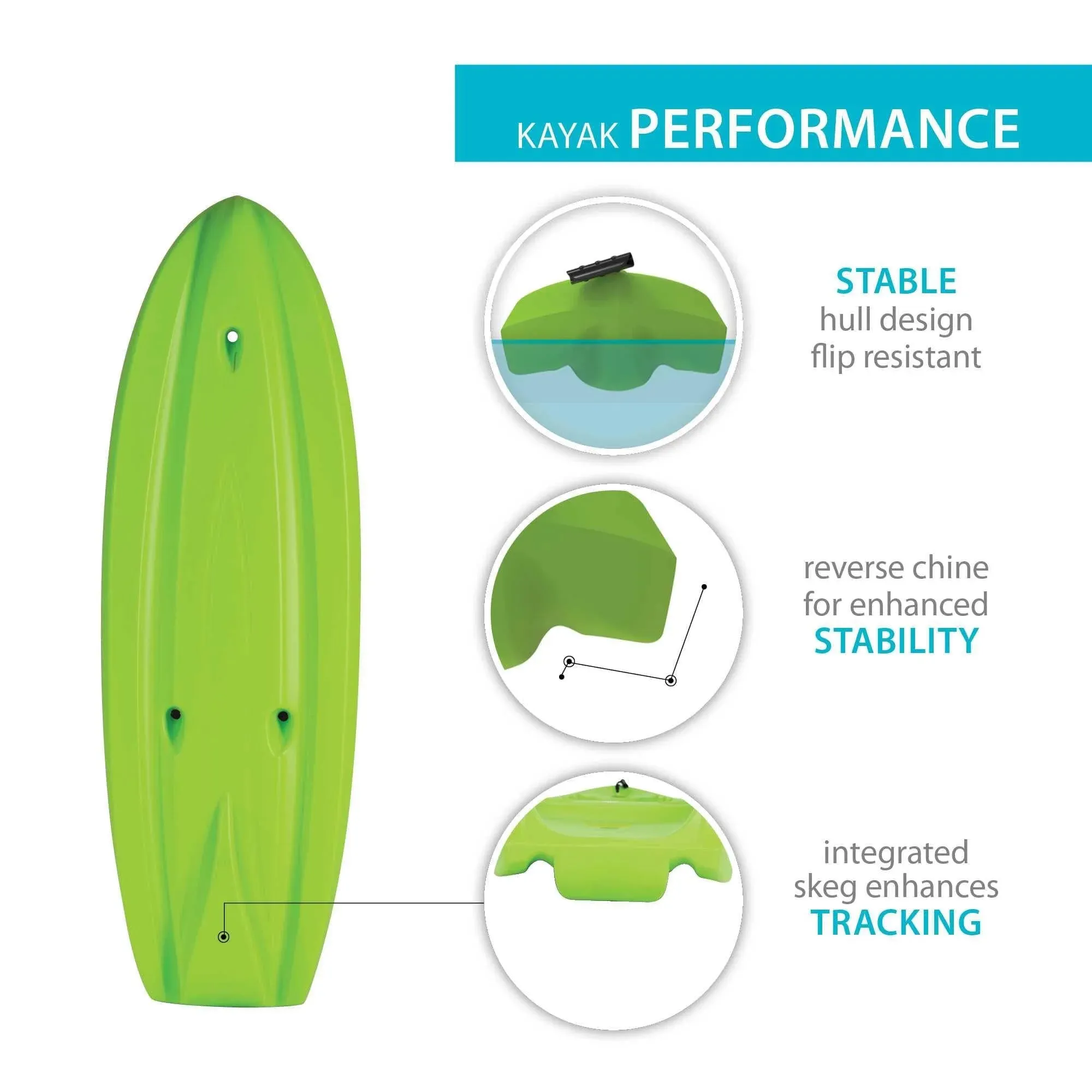 Lifetime Recruit 6.5 ft Youth Sit-on-Top Kayak, Lime Green (90765)