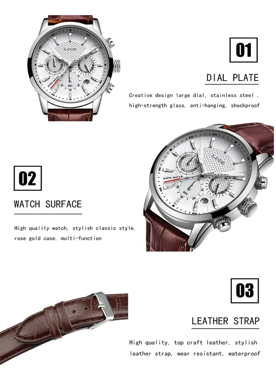 LIGE Luxury Wristwatch