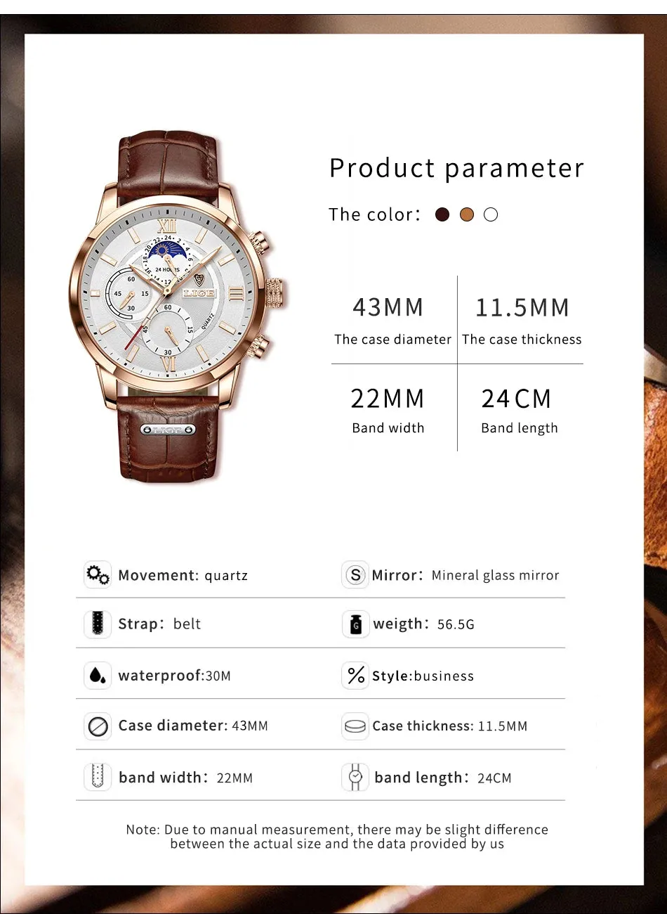 LIGE Luxury Wristwatch