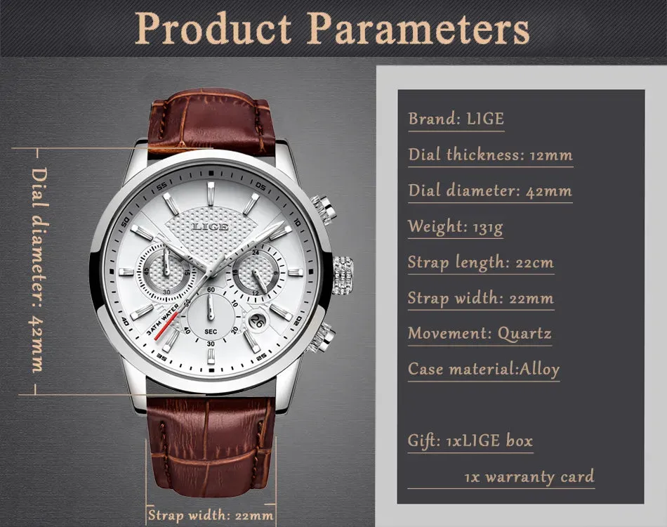 LIGE Luxury Wristwatch