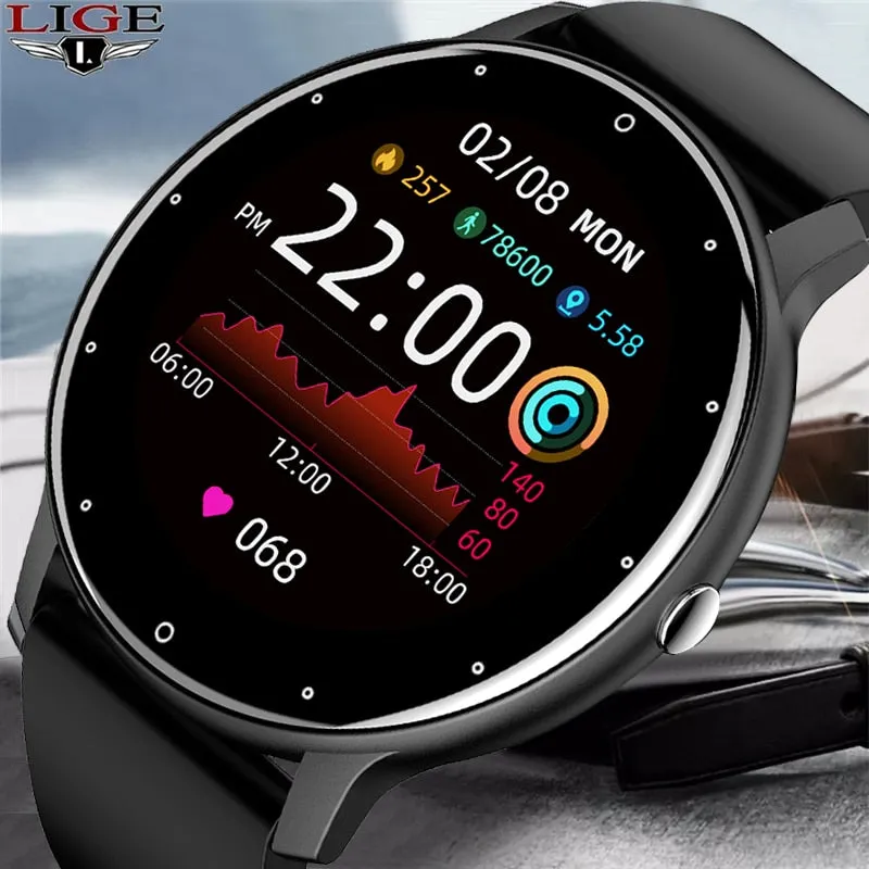 LIGE Men's Smartwatch For Android iOS smartwatch   box