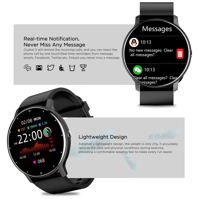 LIGE Men's Smartwatch For Android iOS smartwatch   box