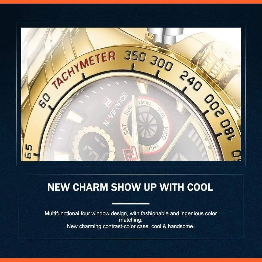 Luxury Gold Watches Mens Military Sport Quartz | Digital Chronograph Wrist Watch Waterproof Watches