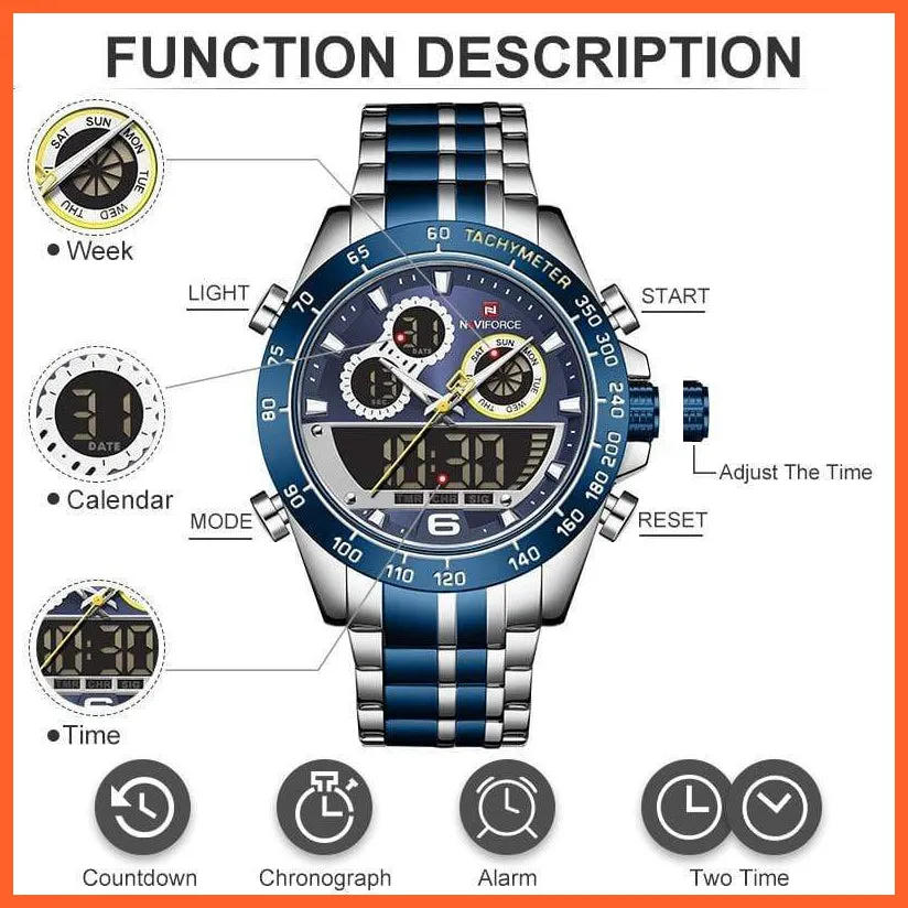 Luxury Gold Watches Mens Military Sport Quartz | Digital Chronograph Wrist Watch Waterproof Watches