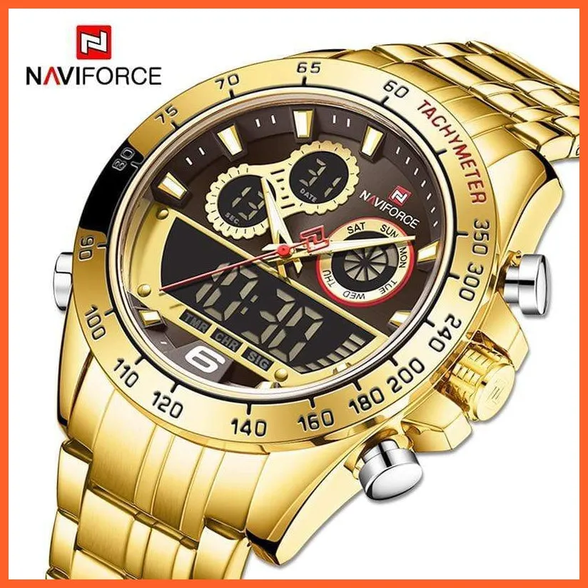 Luxury Gold Watches Mens Military Sport Quartz | Digital Chronograph Wrist Watch Waterproof Watches