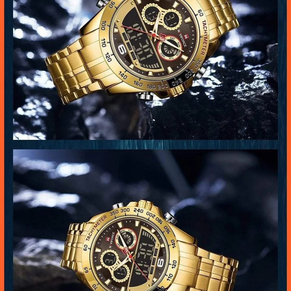Luxury Gold Watches Mens Military Sport Quartz | Digital Chronograph Wrist Watch Waterproof Watches