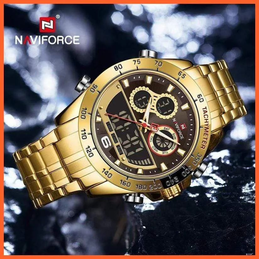Luxury Gold Watches Mens Military Sport Quartz | Digital Chronograph Wrist Watch Waterproof Watches