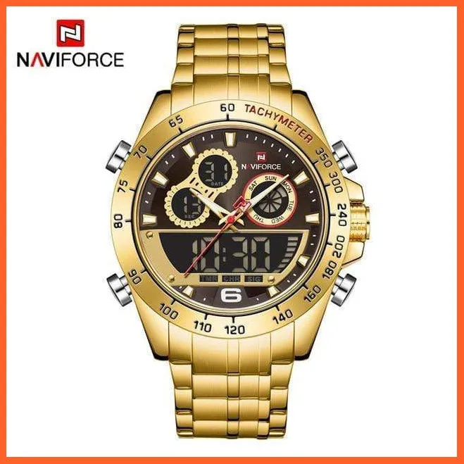 Luxury Gold Watches Mens Military Sport Quartz | Digital Chronograph Wrist Watch Waterproof Watches
