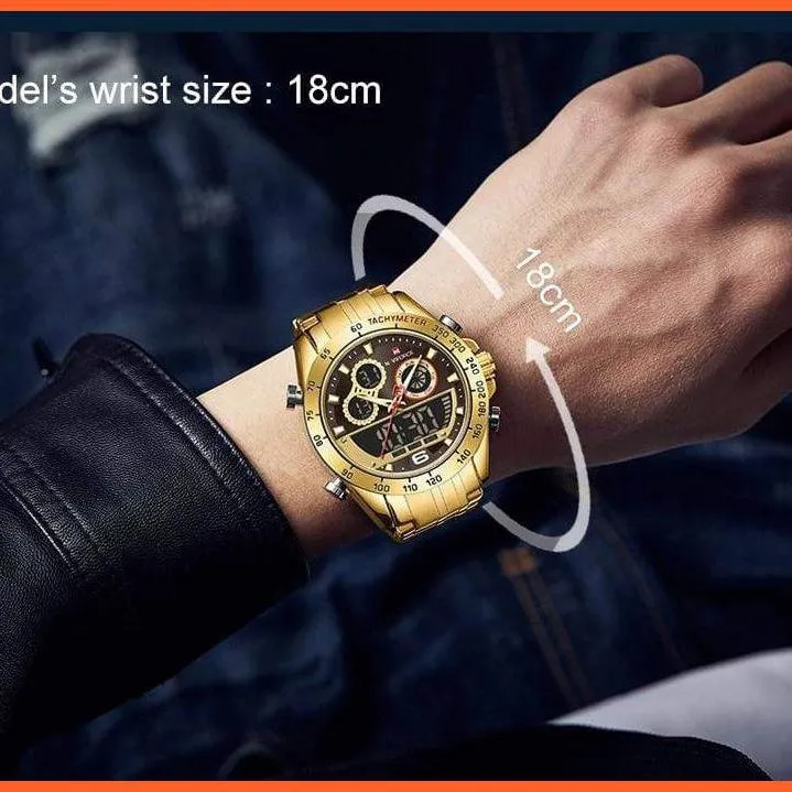 Luxury Gold Watches Mens Military Sport Quartz | Digital Chronograph Wrist Watch Waterproof Watches