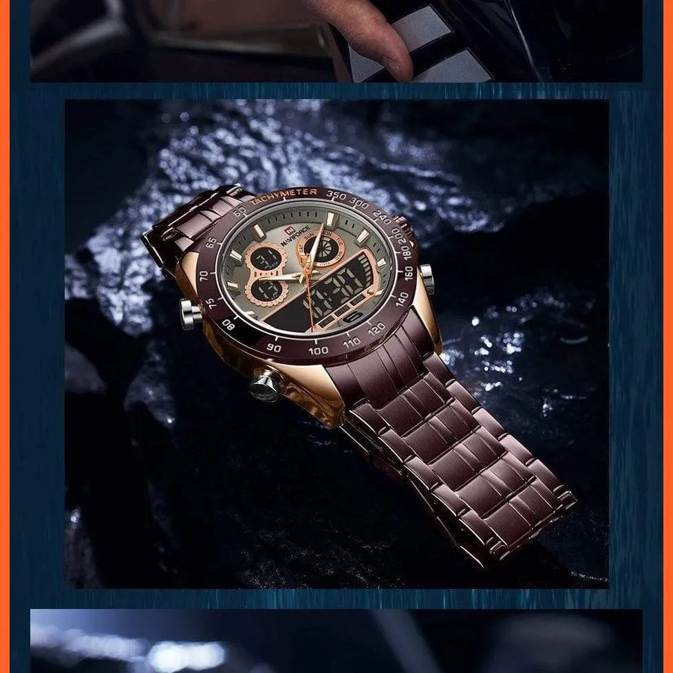 Luxury Gold Watches Mens Military Sport Quartz | Digital Chronograph Wrist Watch Waterproof Watches