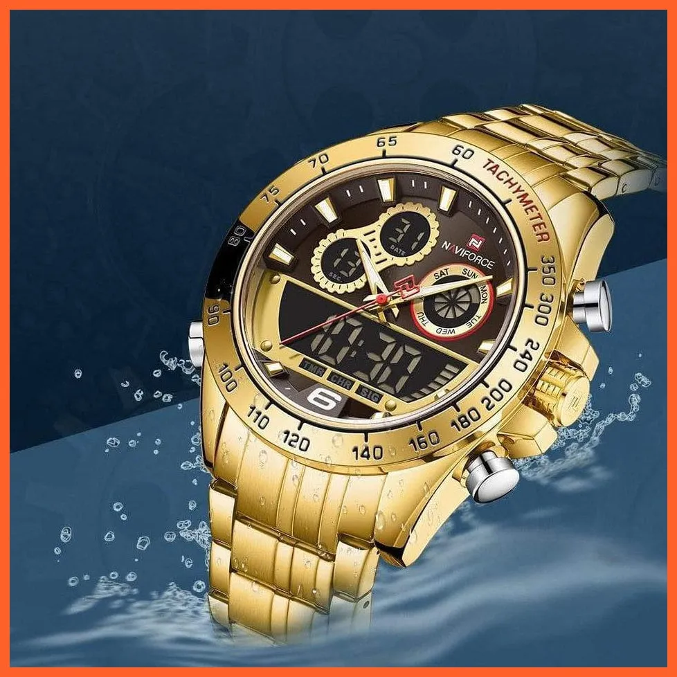 Luxury Gold Watches Mens Military Sport Quartz | Digital Chronograph Wrist Watch Waterproof Watches