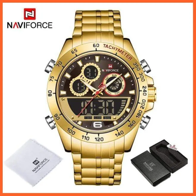 Luxury Gold Watches Mens Military Sport Quartz | Digital Chronograph Wrist Watch Waterproof Watches