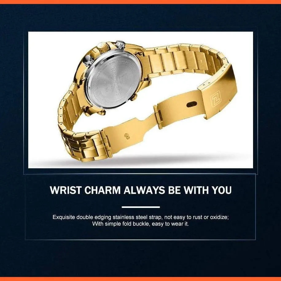 Luxury Gold Watches Mens Military Sport Quartz | Digital Chronograph Wrist Watch Waterproof Watches