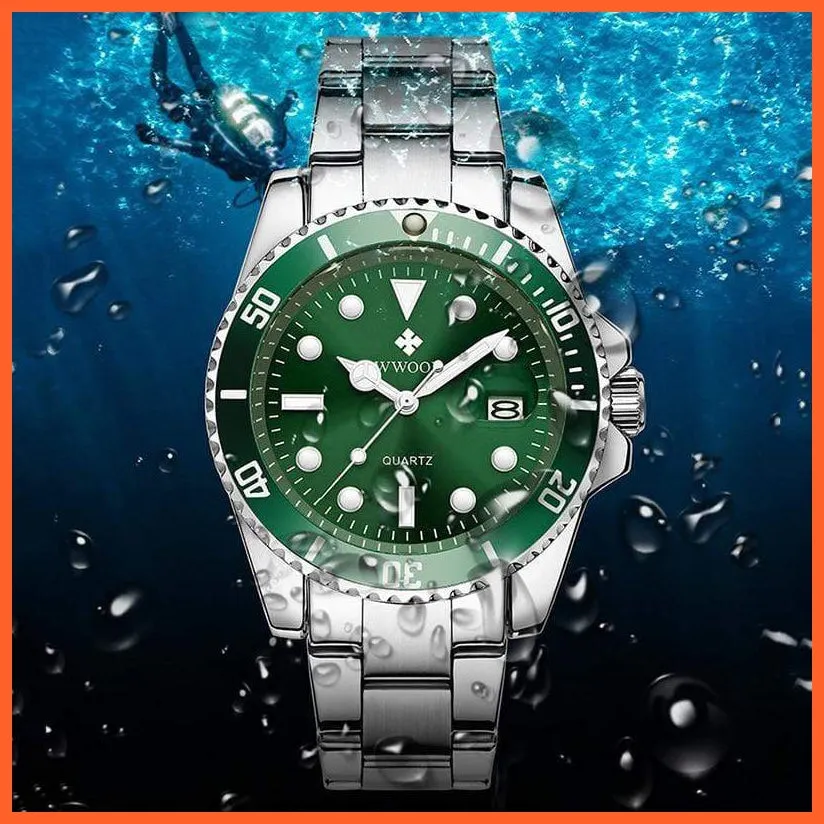 Men Watches Luxury Steel Waterproof Automatic Mens Quartz Diving Sports Wristwatches