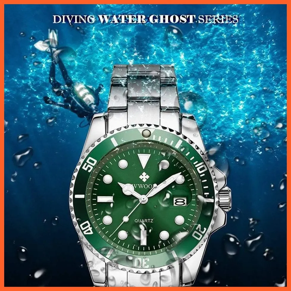 Men Watches Luxury Steel Waterproof Automatic Mens Quartz Diving Sports Wristwatches