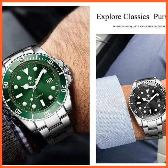 Men Watches Luxury Steel Waterproof Automatic Mens Quartz Diving Sports Wristwatches
