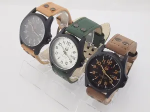 Men's Fashion Sport Watches Men Military Leather Band Quartz Wrist Watch