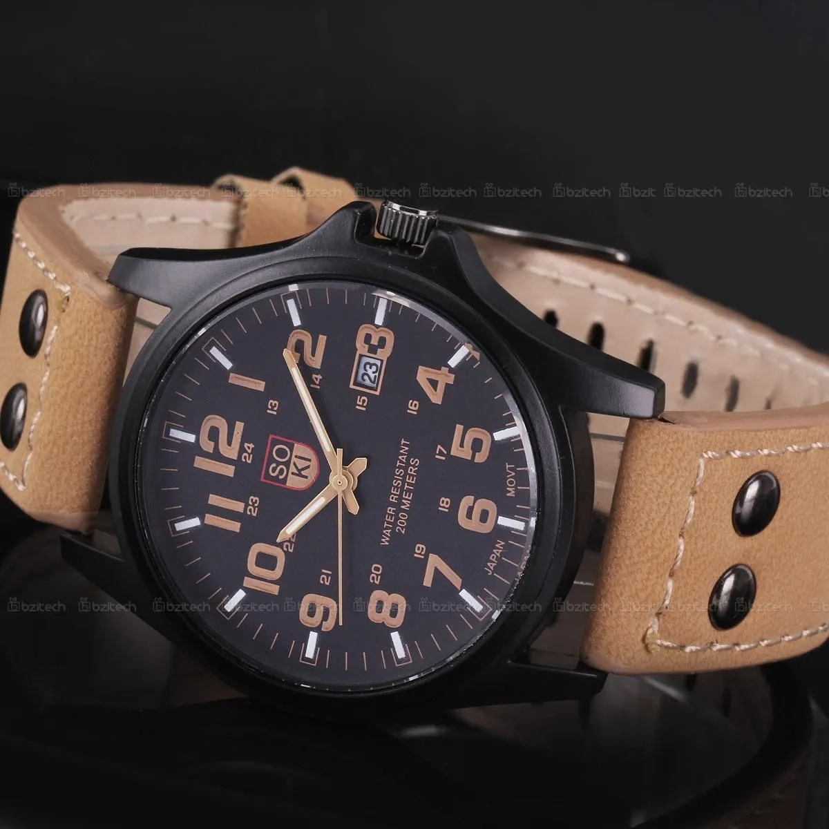 Men's Fashion Sport Watches Men Military Leather Band Quartz Wrist Watch