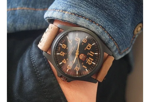 Men's Fashion Sport Watches Men Military Leather Band Quartz Wrist Watch