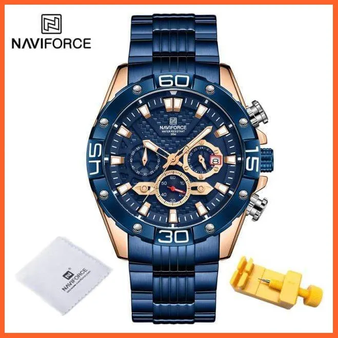 Men'S Watches Luxury Gold Business Classic Quartz | Mens Business Analog Chronograph Sport Waterproof Steel Band Wristwatches