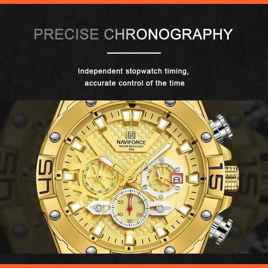 Men'S Watches Luxury Gold Business Classic Quartz | Mens Business Analog Chronograph Sport Waterproof Steel Band Wristwatches