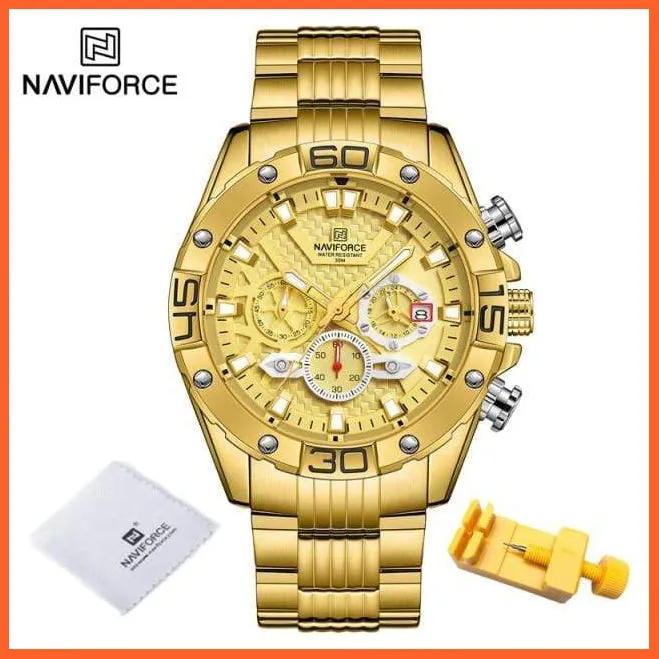 Men'S Watches Luxury Gold Business Classic Quartz | Mens Business Analog Chronograph Sport Waterproof Steel Band Wristwatches
