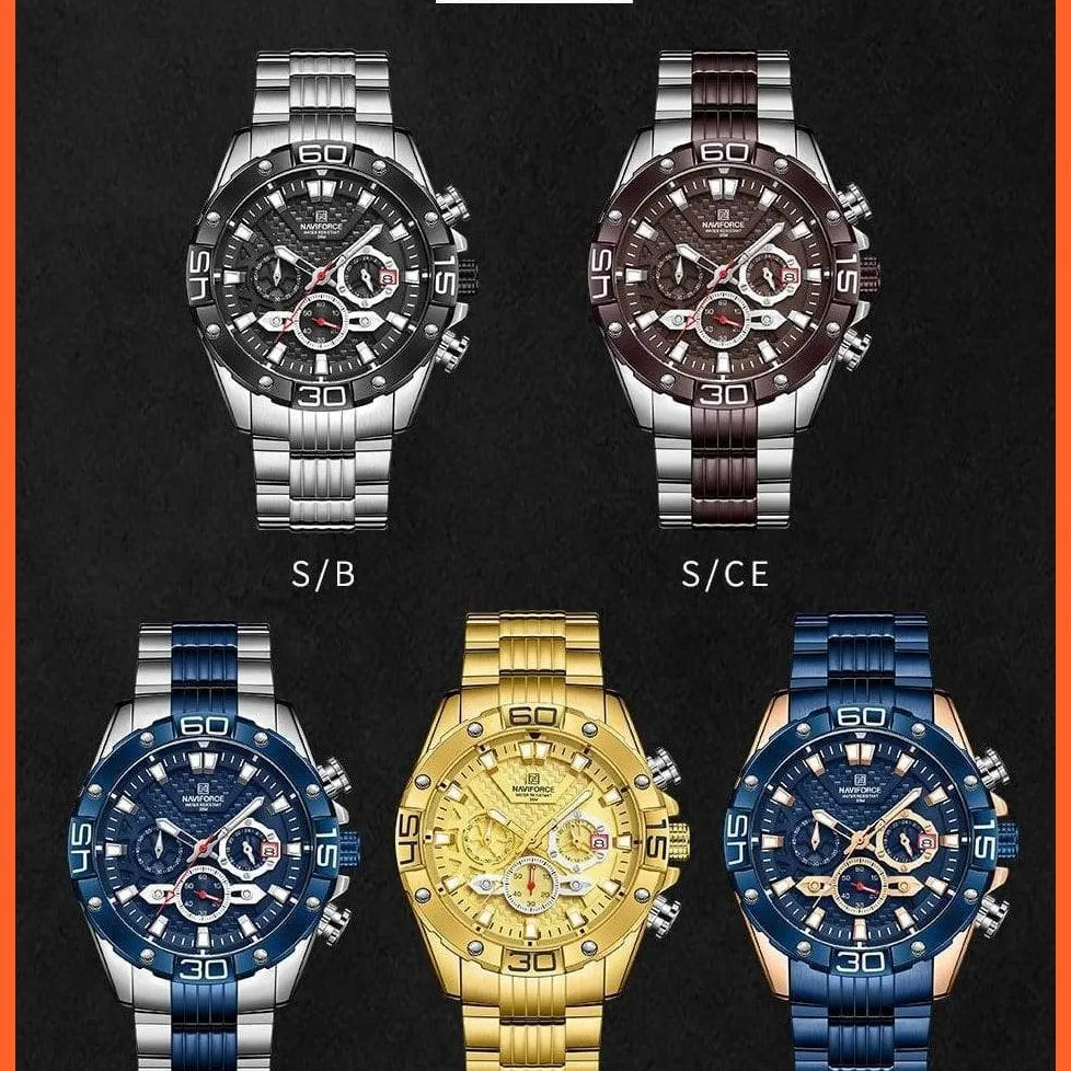 Men'S Watches Luxury Gold Business Classic Quartz | Mens Business Analog Chronograph Sport Waterproof Steel Band Wristwatches