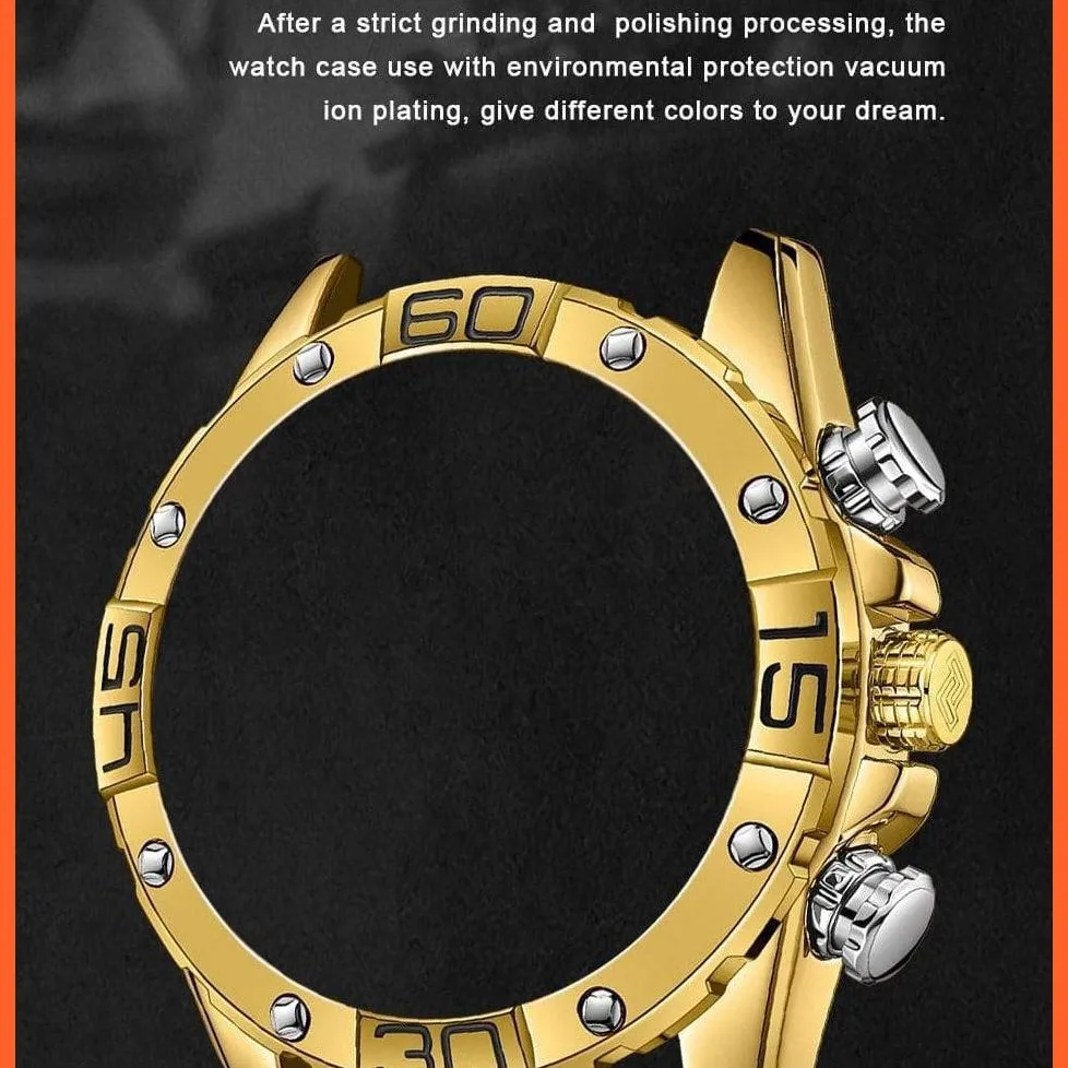 Men'S Watches Luxury Gold Business Classic Quartz | Mens Business Analog Chronograph Sport Waterproof Steel Band Wristwatches