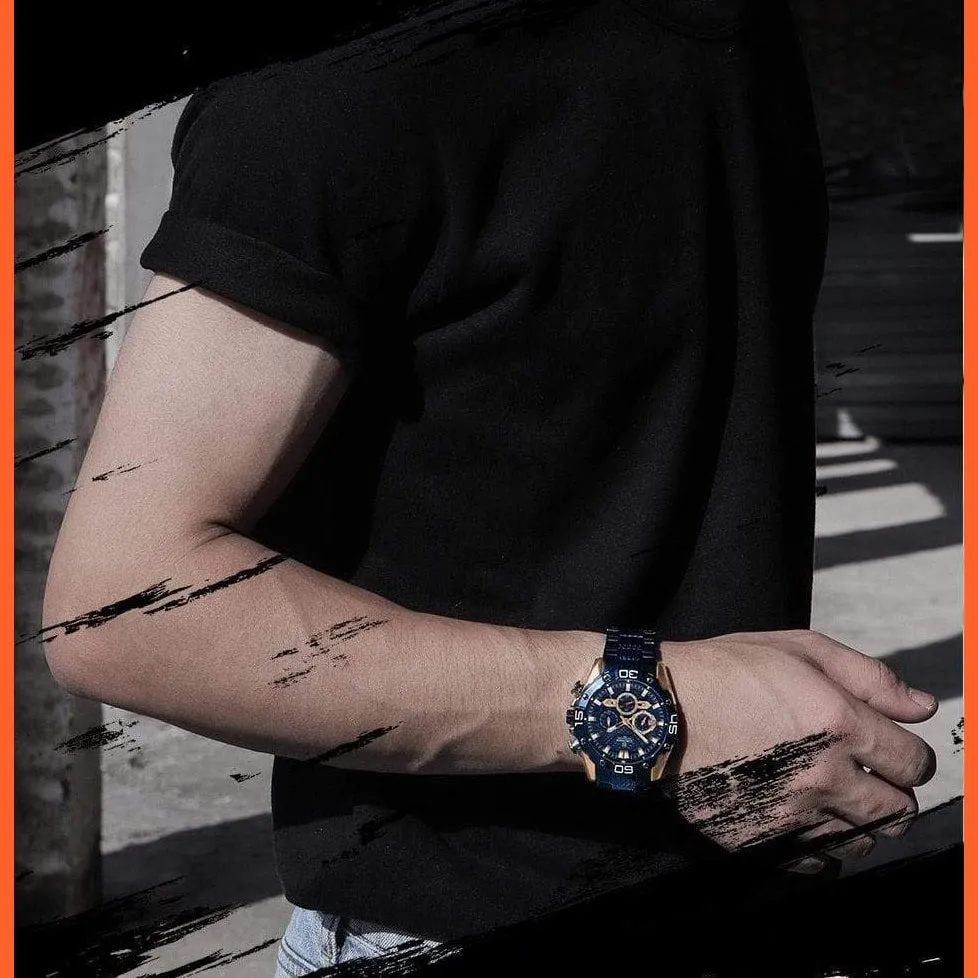 Men'S Watches Luxury Gold Business Classic Quartz | Mens Business Analog Chronograph Sport Waterproof Steel Band Wristwatches