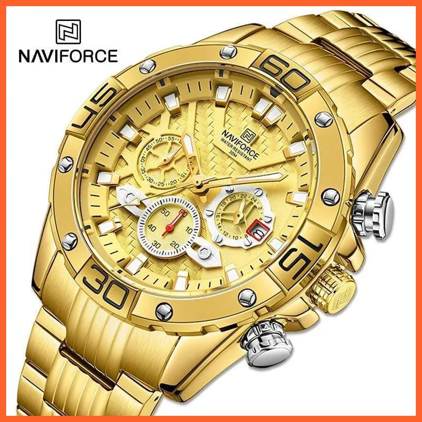 Men'S Watches Luxury Gold Business Classic Quartz | Mens Business Analog Chronograph Sport Waterproof Steel Band Wristwatches