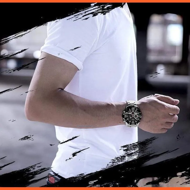 Men'S Watches Luxury Gold Business Classic Quartz | Mens Business Analog Chronograph Sport Waterproof Steel Band Wristwatches