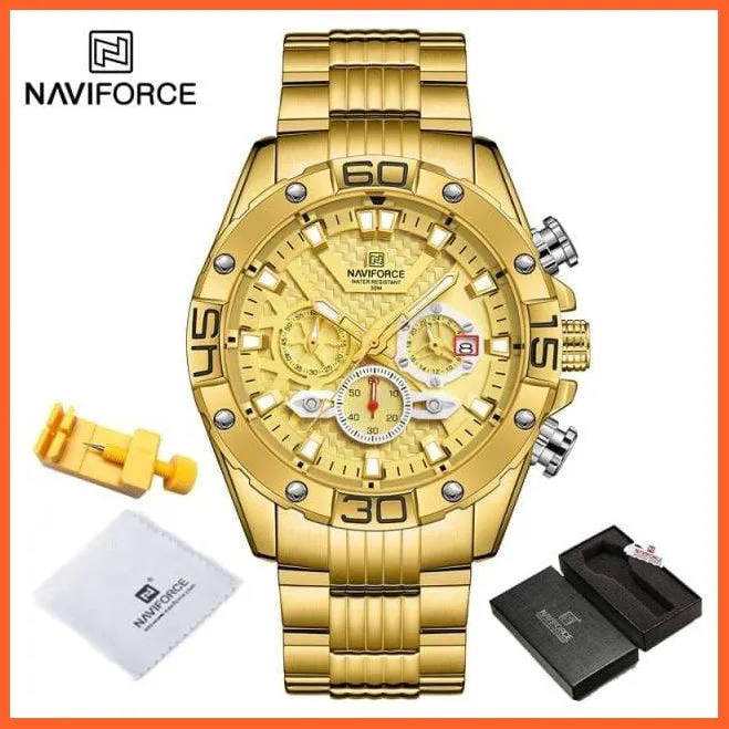 Men'S Watches Luxury Gold Business Classic Quartz | Mens Business Analog Chronograph Sport Waterproof Steel Band Wristwatches