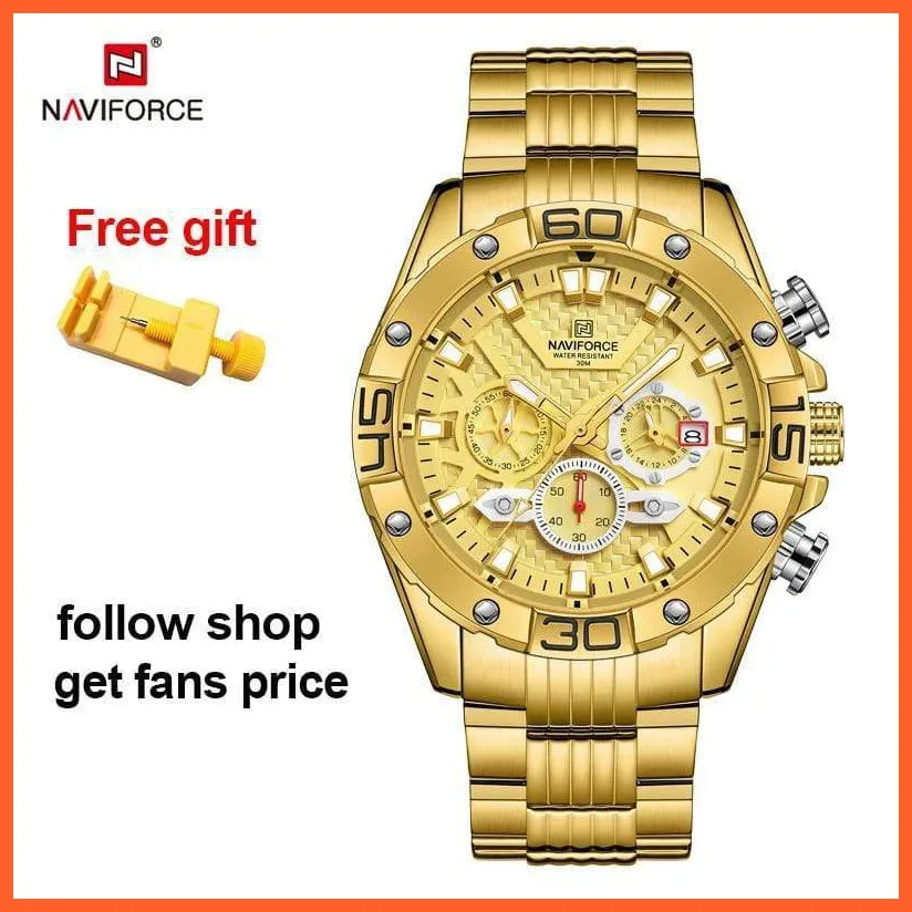Men'S Watches Luxury Gold Business Classic Quartz | Mens Business Analog Chronograph Sport Waterproof Steel Band Wristwatches