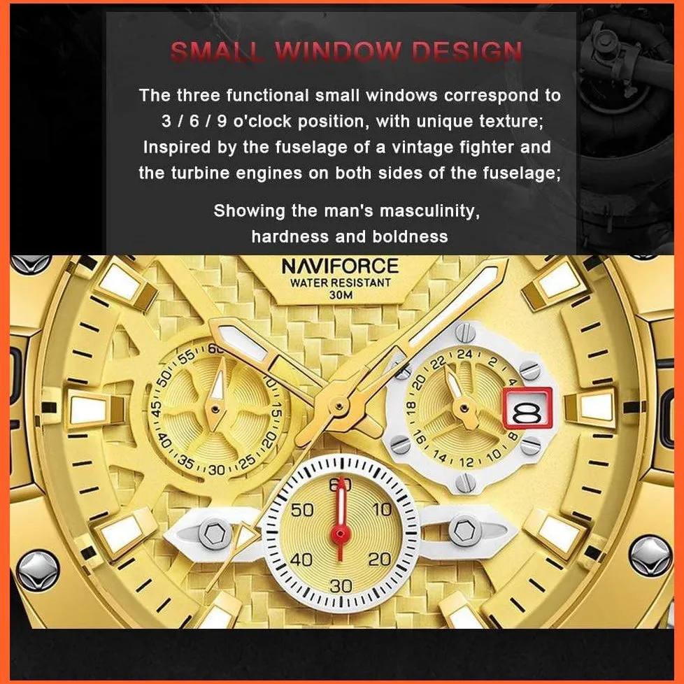 Men'S Watches Luxury Gold Business Classic Quartz | Mens Business Analog Chronograph Sport Waterproof Steel Band Wristwatches