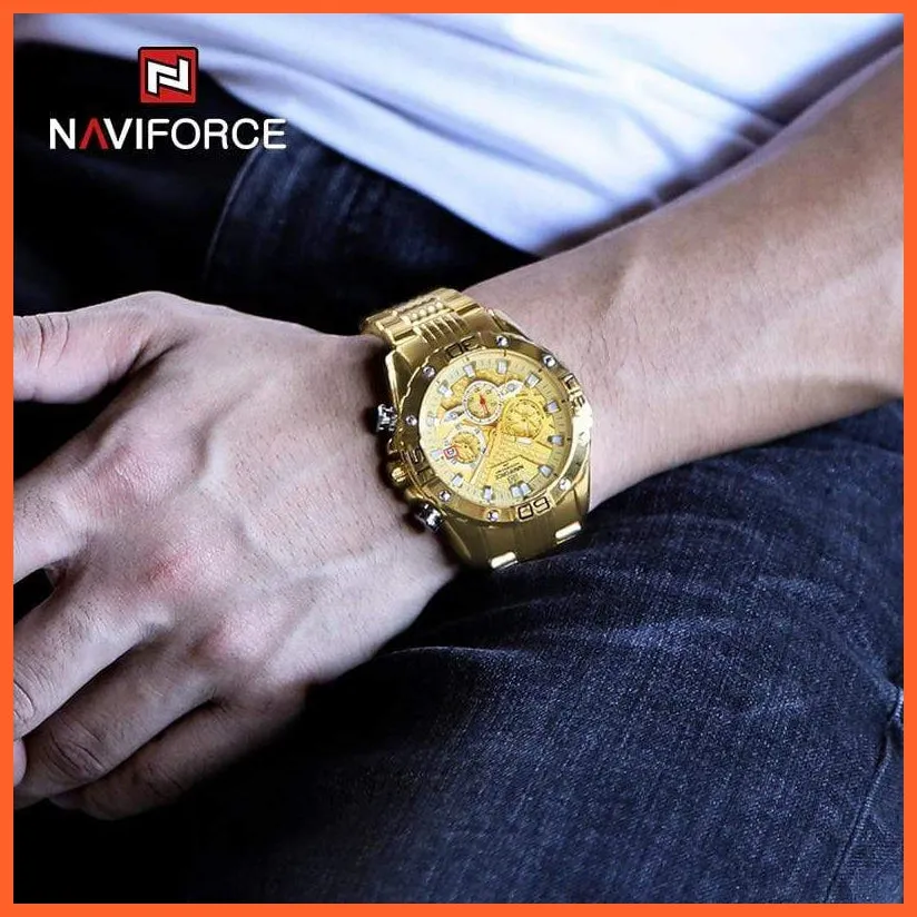 Men'S Watches Luxury Gold Business Classic Quartz | Mens Business Analog Chronograph Sport Waterproof Steel Band Wristwatches