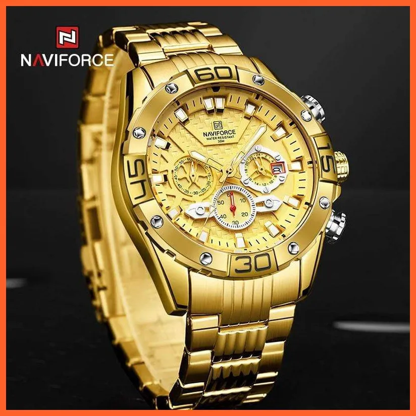 Men'S Watches Luxury Gold Business Classic Quartz | Mens Business Analog Chronograph Sport Waterproof Steel Band Wristwatches