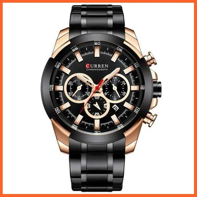 Men’S Watches Top Brand Big Luxury Sports Watch  | Men Military Steel Quartz Wrist Watches Chronograph Gold Design Watch