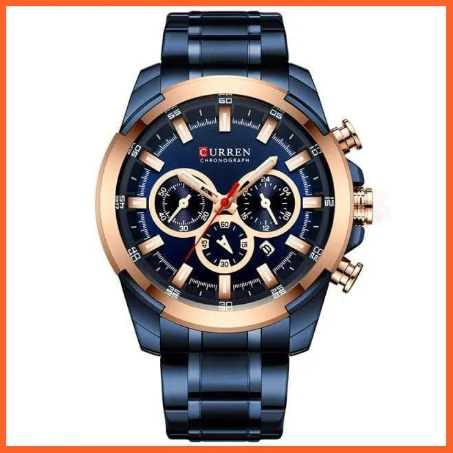 Men’S Watches Top Brand Big Luxury Sports Watch  | Men Military Steel Quartz Wrist Watches Chronograph Gold Design Watch