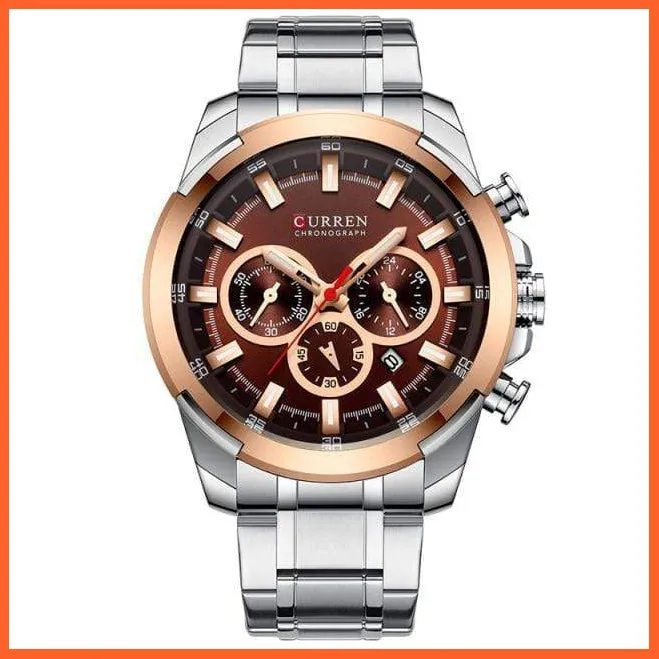 Men’S Watches Top Brand Big Luxury Sports Watch  | Men Military Steel Quartz Wrist Watches Chronograph Gold Design Watch