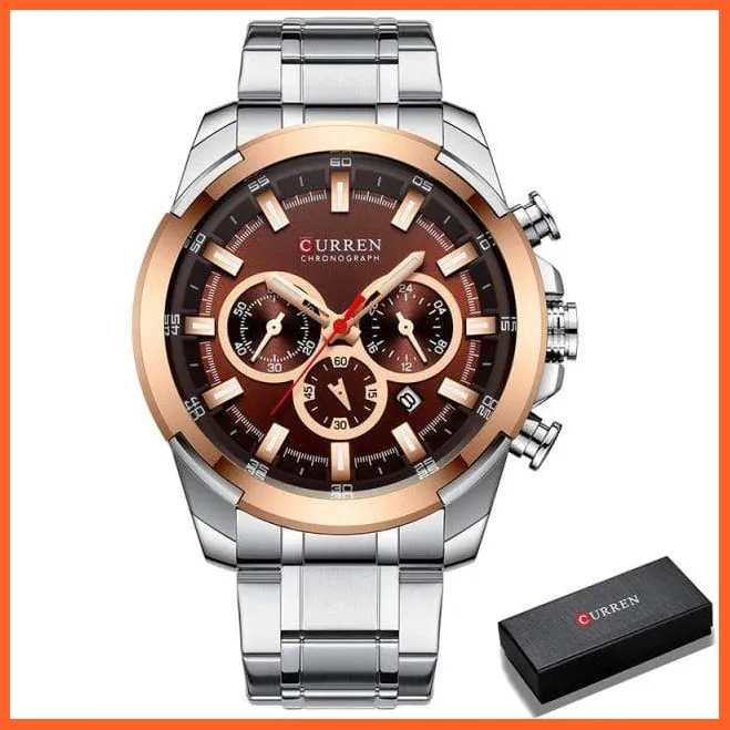 Men’S Watches Top Brand Big Luxury Sports Watch  | Men Military Steel Quartz Wrist Watches Chronograph Gold Design Watch