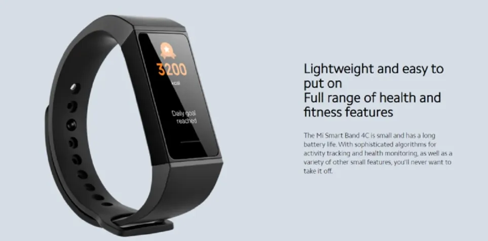 Mi Smart Band 4c, Activity tracking, Health monitoring, Waterproof