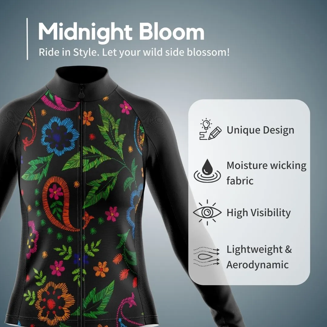 Midnight Bloom | Women's Long Sleeve Cycling Set