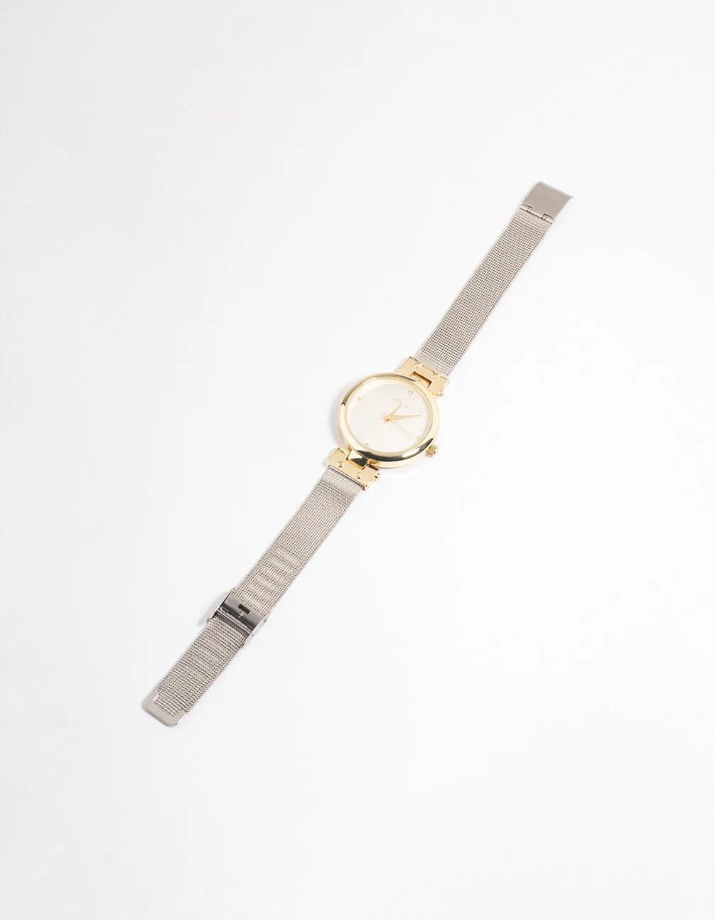 Mixed Metal Two-Toned Mesh Basic Watch