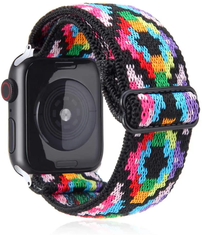 Multi Color Aztec Adjustable Fabric Apple Watch Band 42/44