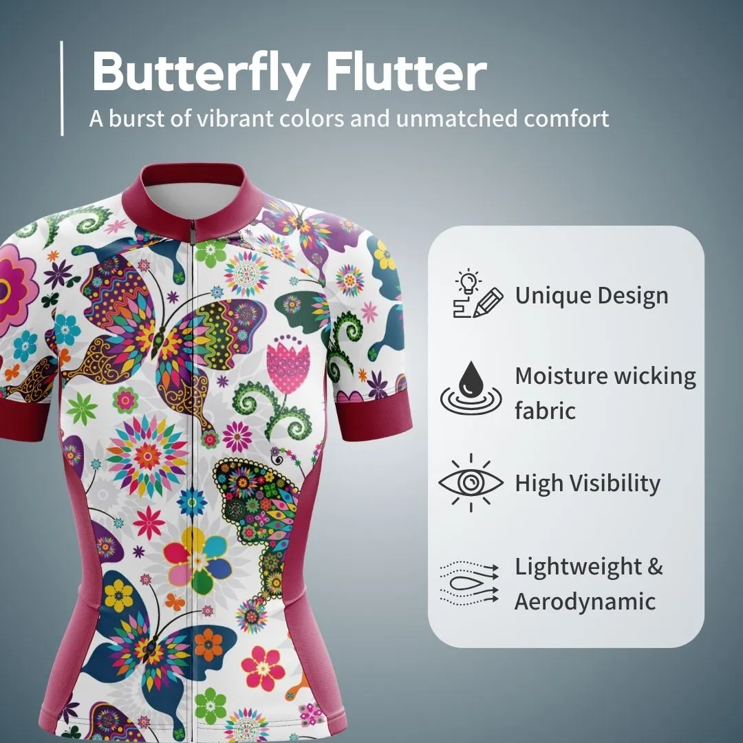 New! Butterfly Flutter | Women's Short Sleeve Cycling Jersey