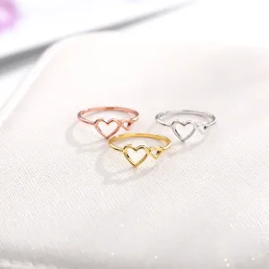 New Rose Gold Silver Double Heart Wedding