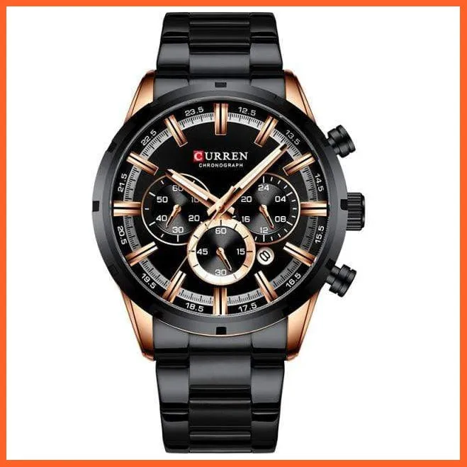 New  Top Brand Luxury Fashion Mens Watches Stainless Steel Chronograph Quartz Watch Men Sports Wrist Watches