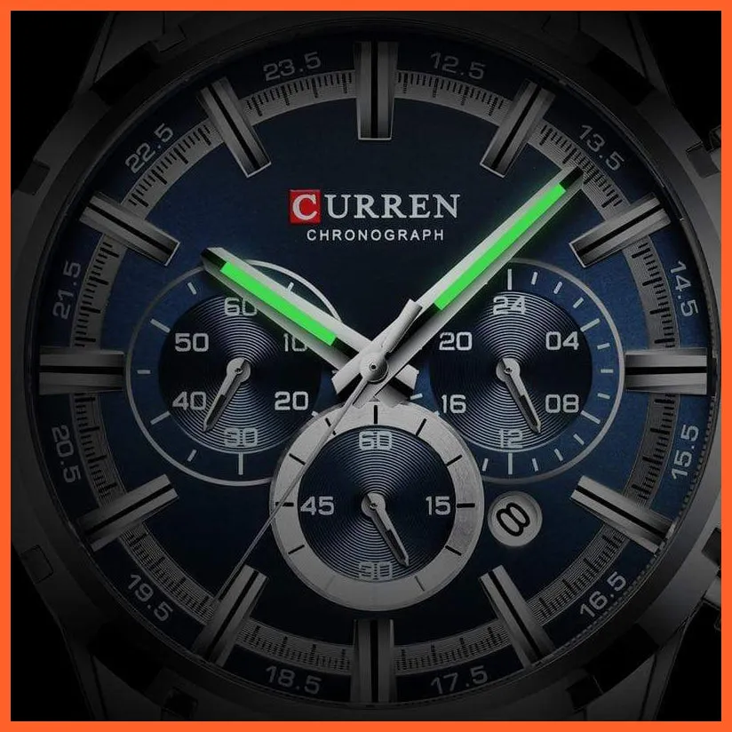 New  Top Brand Luxury Fashion Mens Watches Stainless Steel Chronograph Quartz Watch Men Sports Wrist Watches